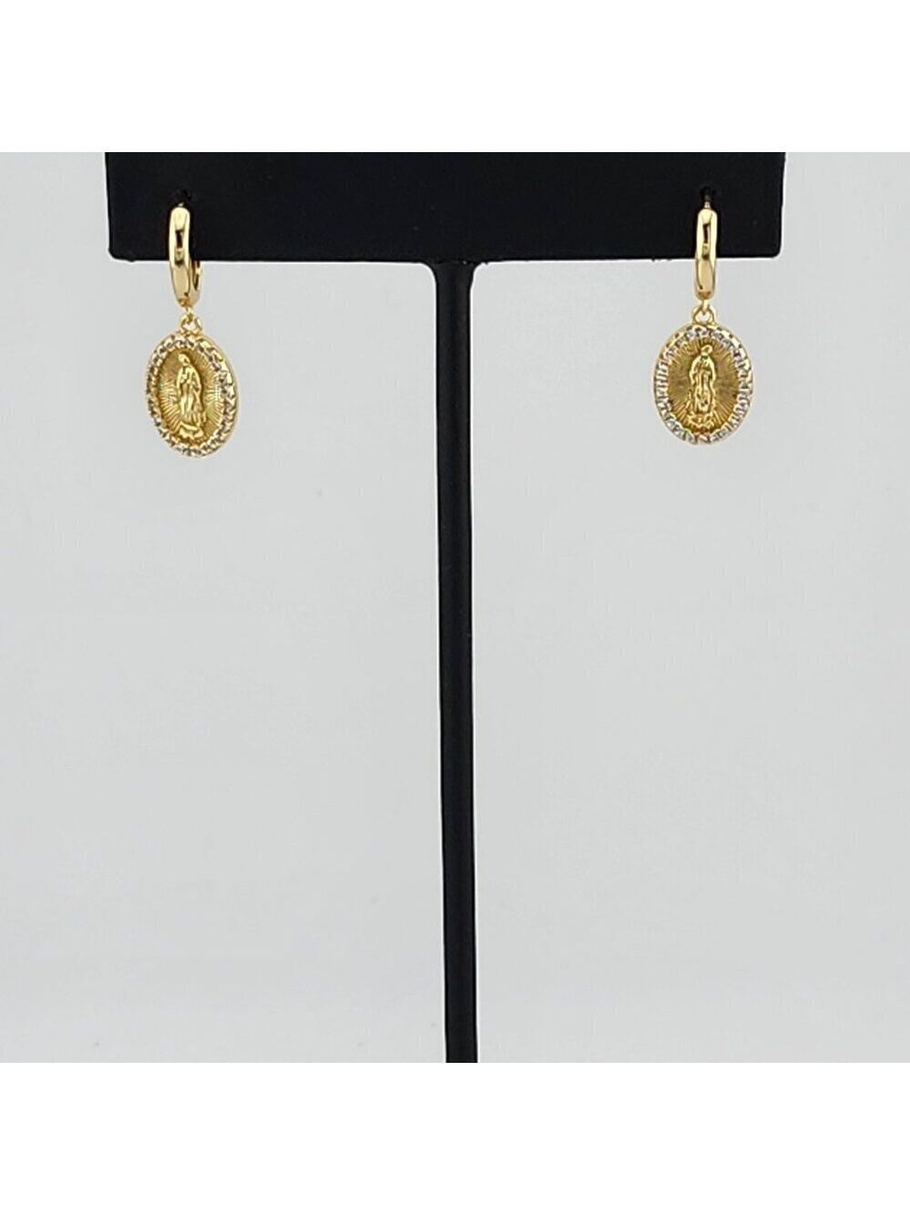 Brand New Sterling Silver 925 Virgen De Guadalupe Earrings